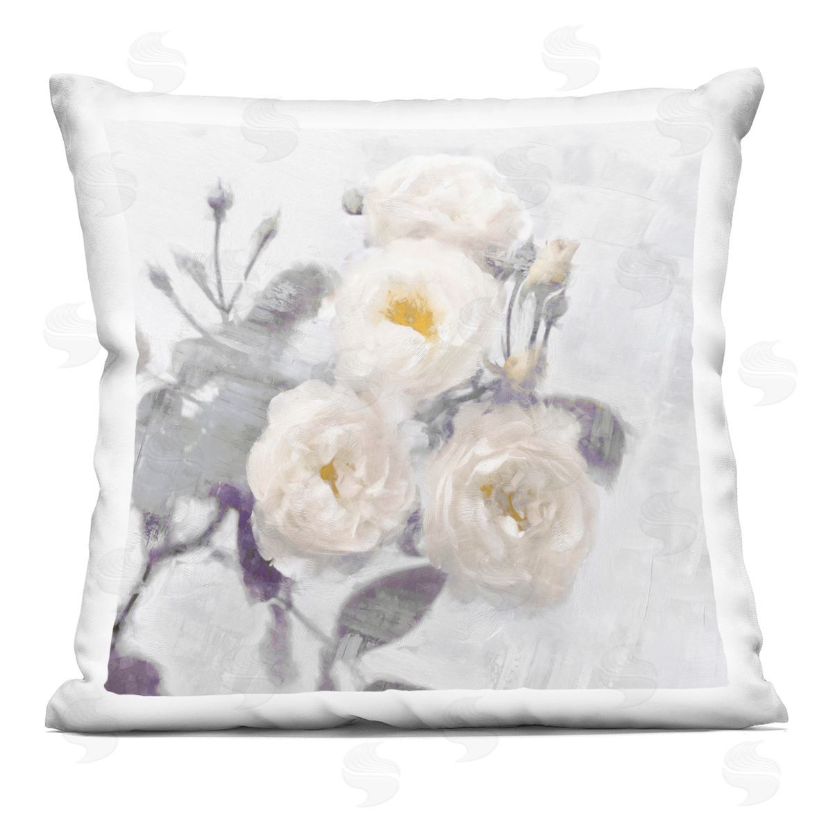 Emily Ford Bundle of White Blooms Printed Plush Polyester Throw Pillow