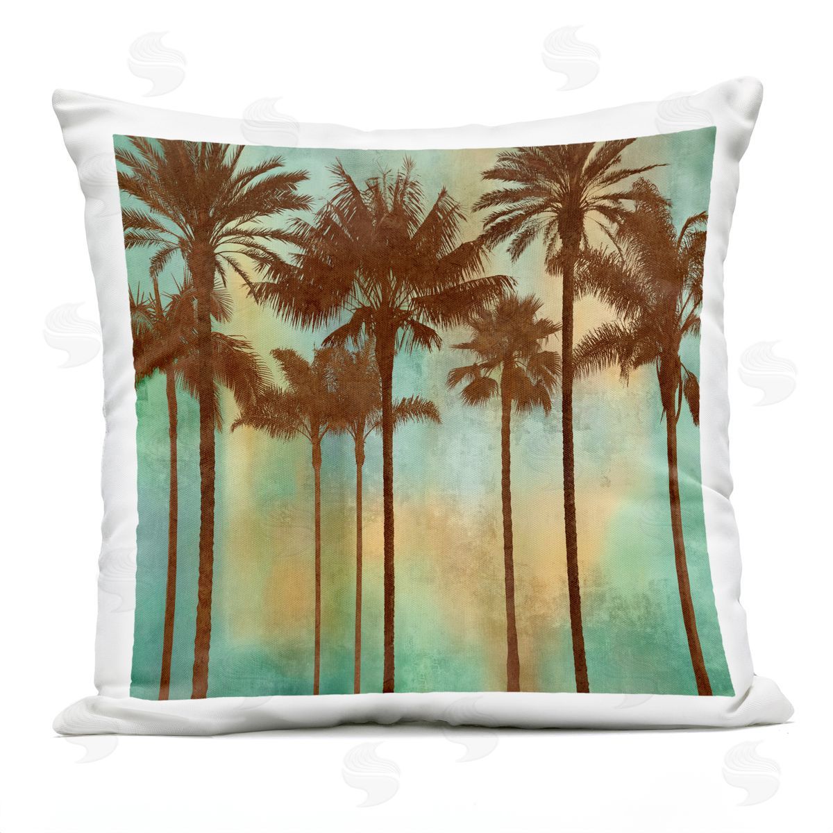 John Seba Palm Trees over Gradient Outdoor Quick-Dry Polyester Printed Throw Pillow