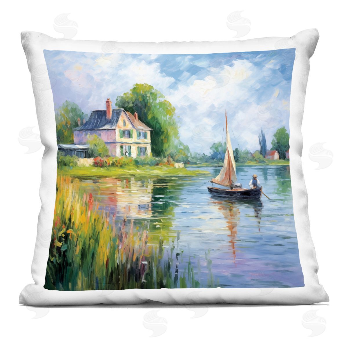 Heidi Kuntz Boat Drifting Near Shore Printed Plush Polyester Throw Pillow