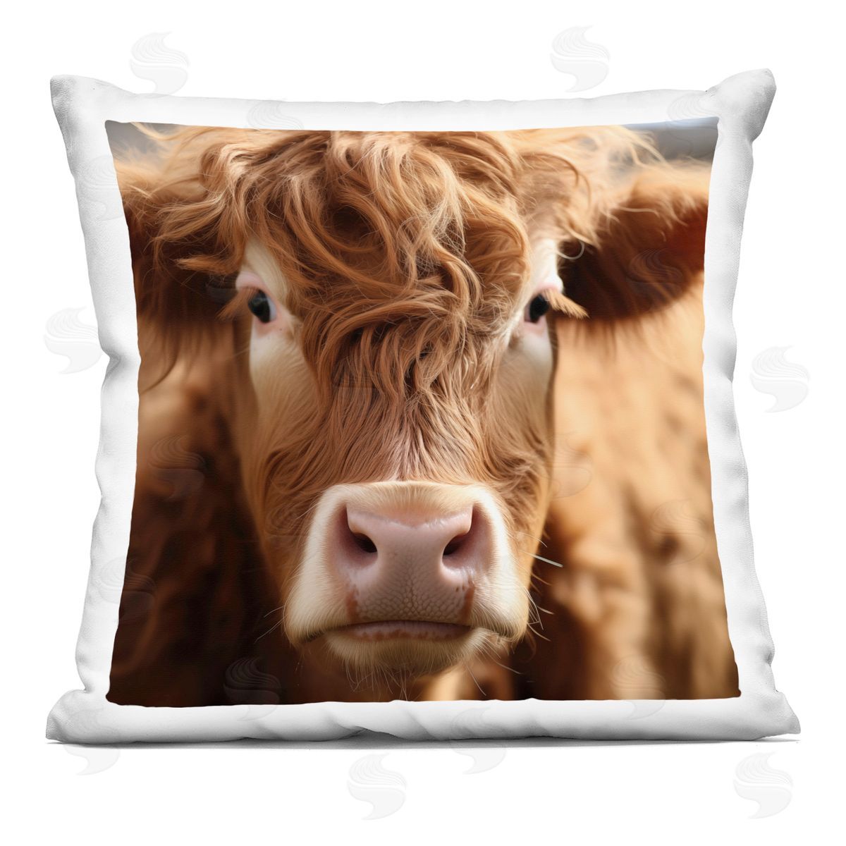 Heidi Kuntz Close Up Furry Cow Portrait Printed Plush Polyester Throw Pillow