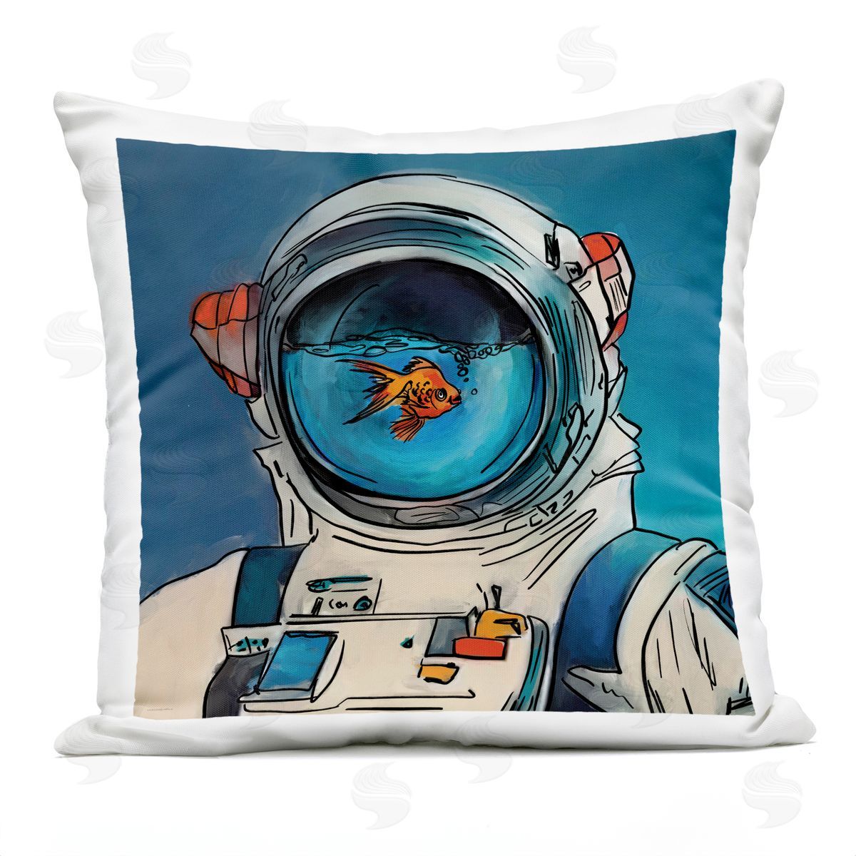 Kamdon Kreations Goldfish Astronaut Suit Outdoor Quick-Dry Polyester Printed Throw Pillow