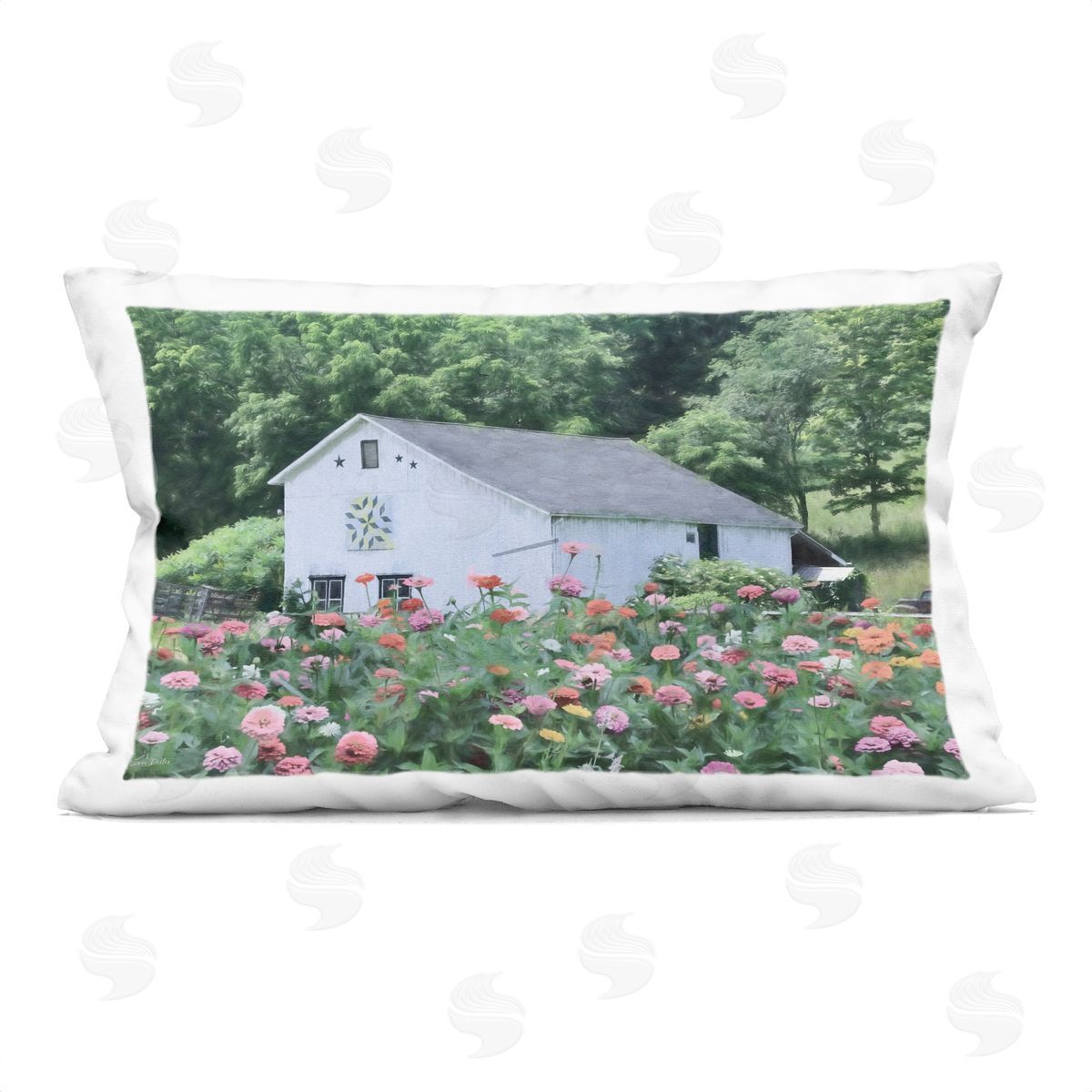 Lori Deiter Countryside House in Garden Printed Plush Polyester Throw Pillow
