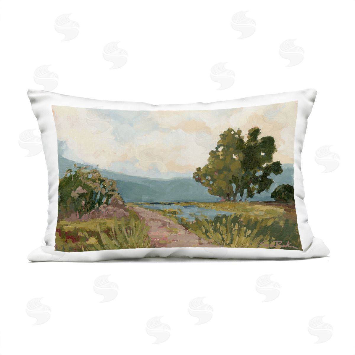 Sara Baker Path to Distant Countryside Outdoor Quick-Dry Polyester Printed Throw Pillow