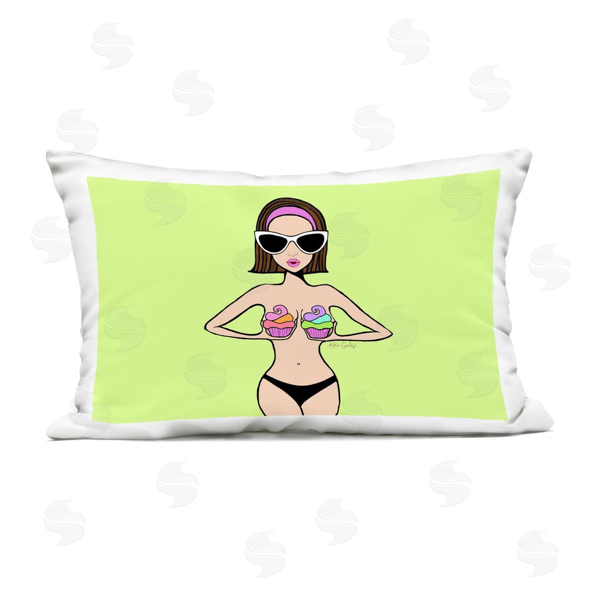 Katie Conley Glam Summer Gal & Cupcakes Outdoor Quick-Dry Polyester Printed Throw Pillow