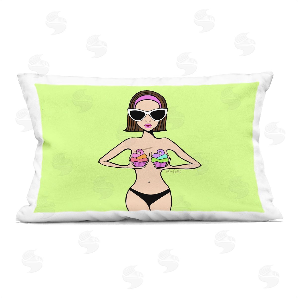 Katie Conley Glam Summer Gal & Cupcakes Printed Plush Polyester Throw Pillow