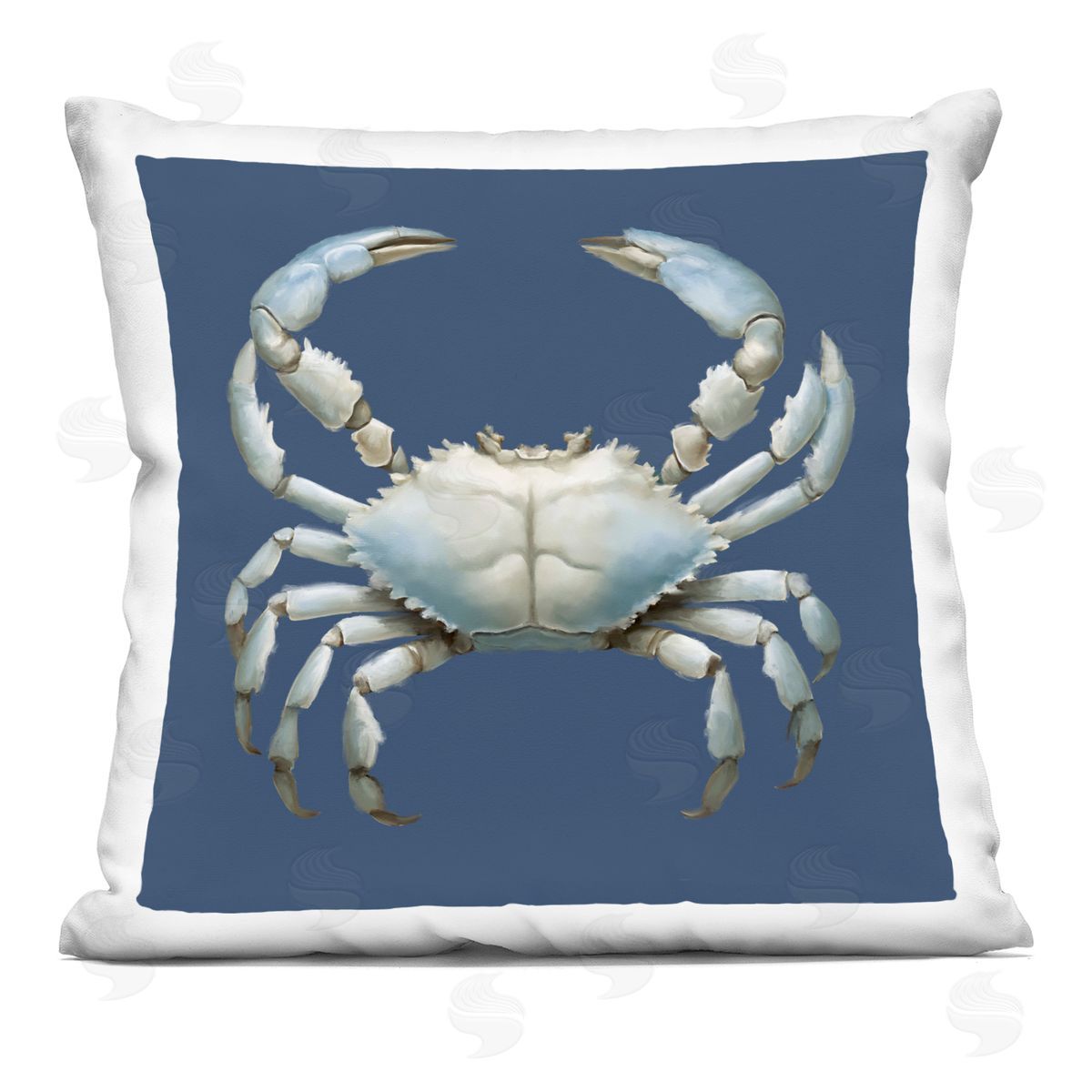 Elizabeth Medley Detailed Aquatic Blue Crab Printed Plush Polyester Throw Pillow