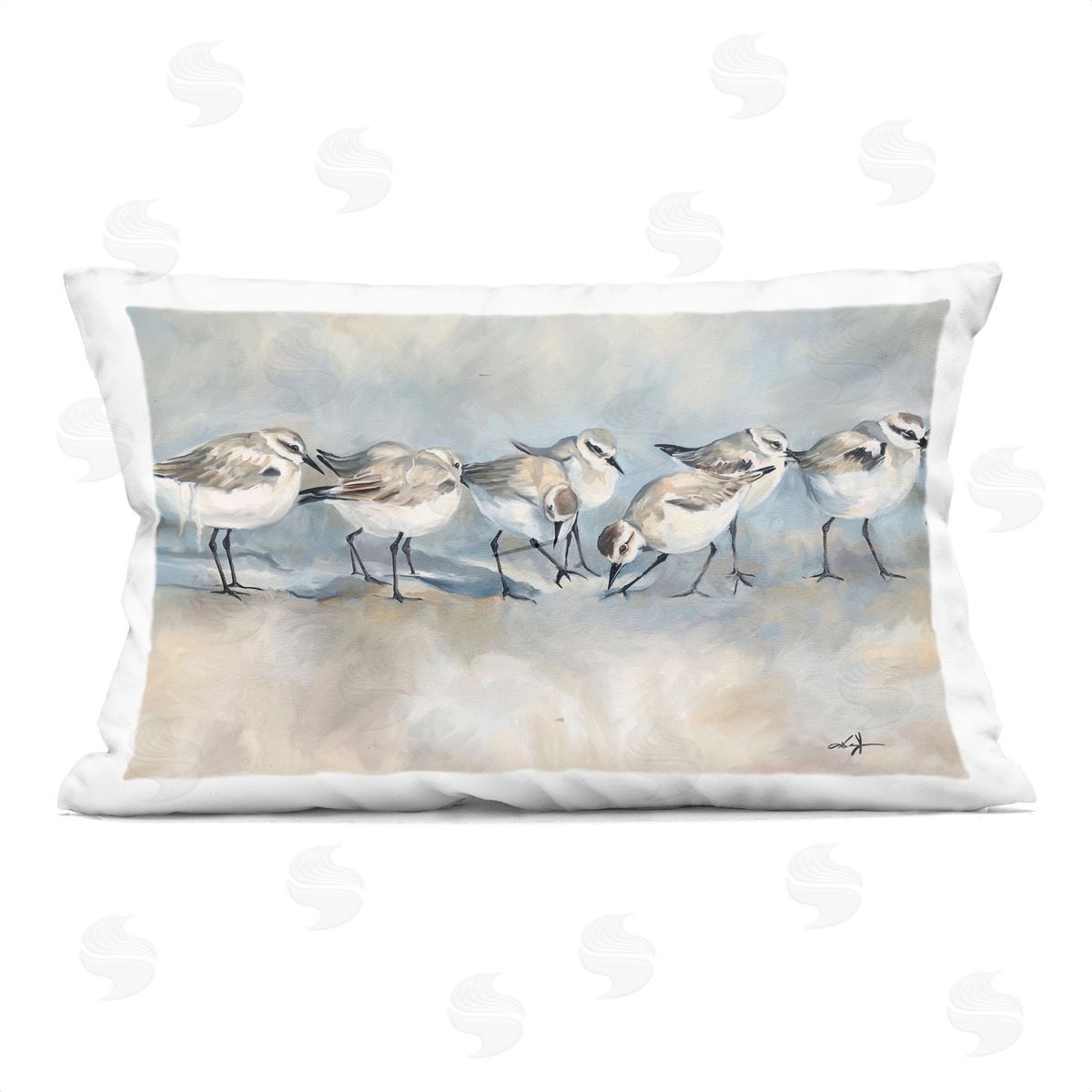 Ramona Murdock Sandpiper Birds Mirage Printed Plush Polyester Throw Pillow