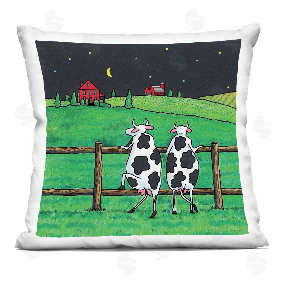 Roger Straub Girls Night Out Cows Printed Plush Polyester Throw Pillow