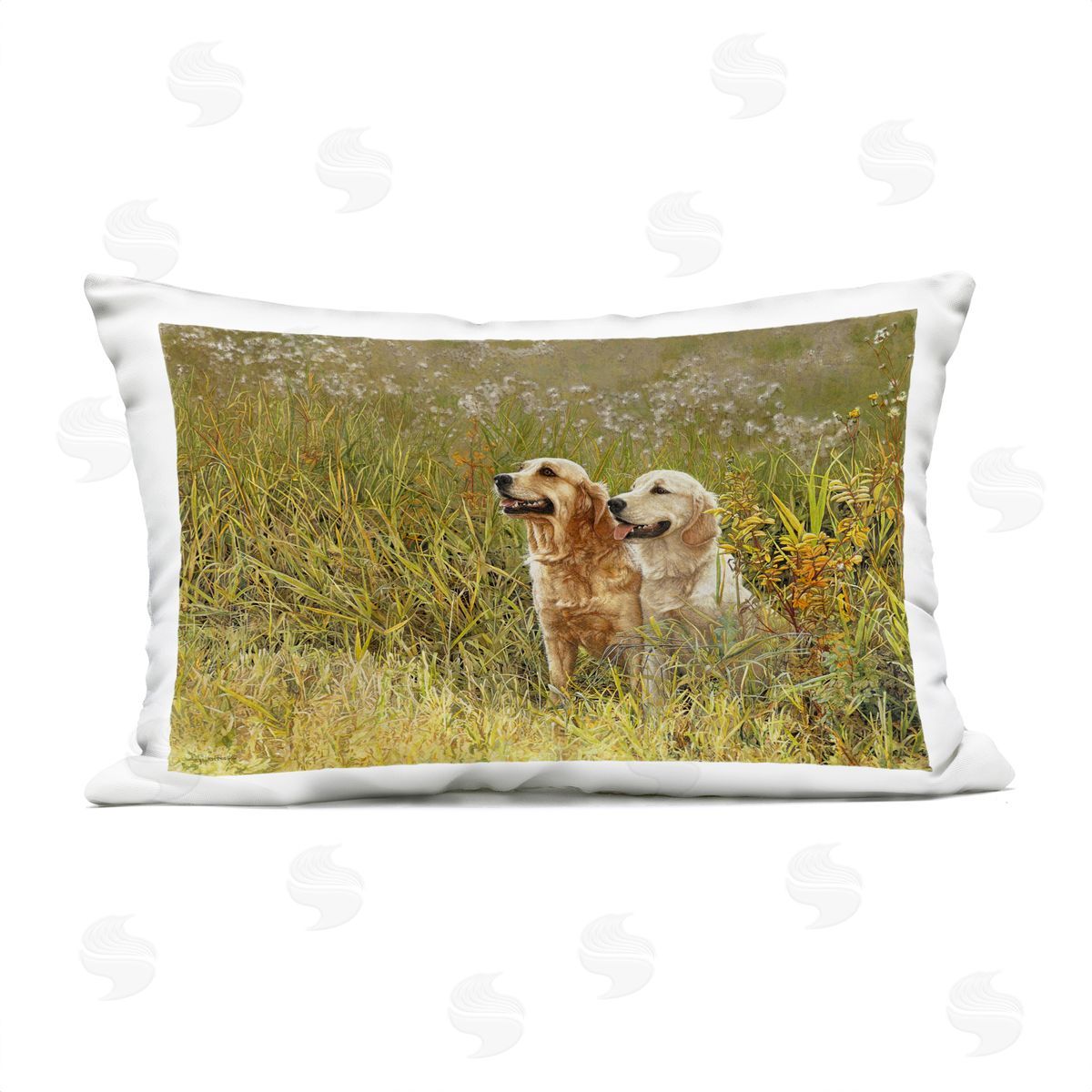 Sueellen Ross Happy Dogs Field Day Outdoor Quick-Dry Polyester Printed Throw Pillow