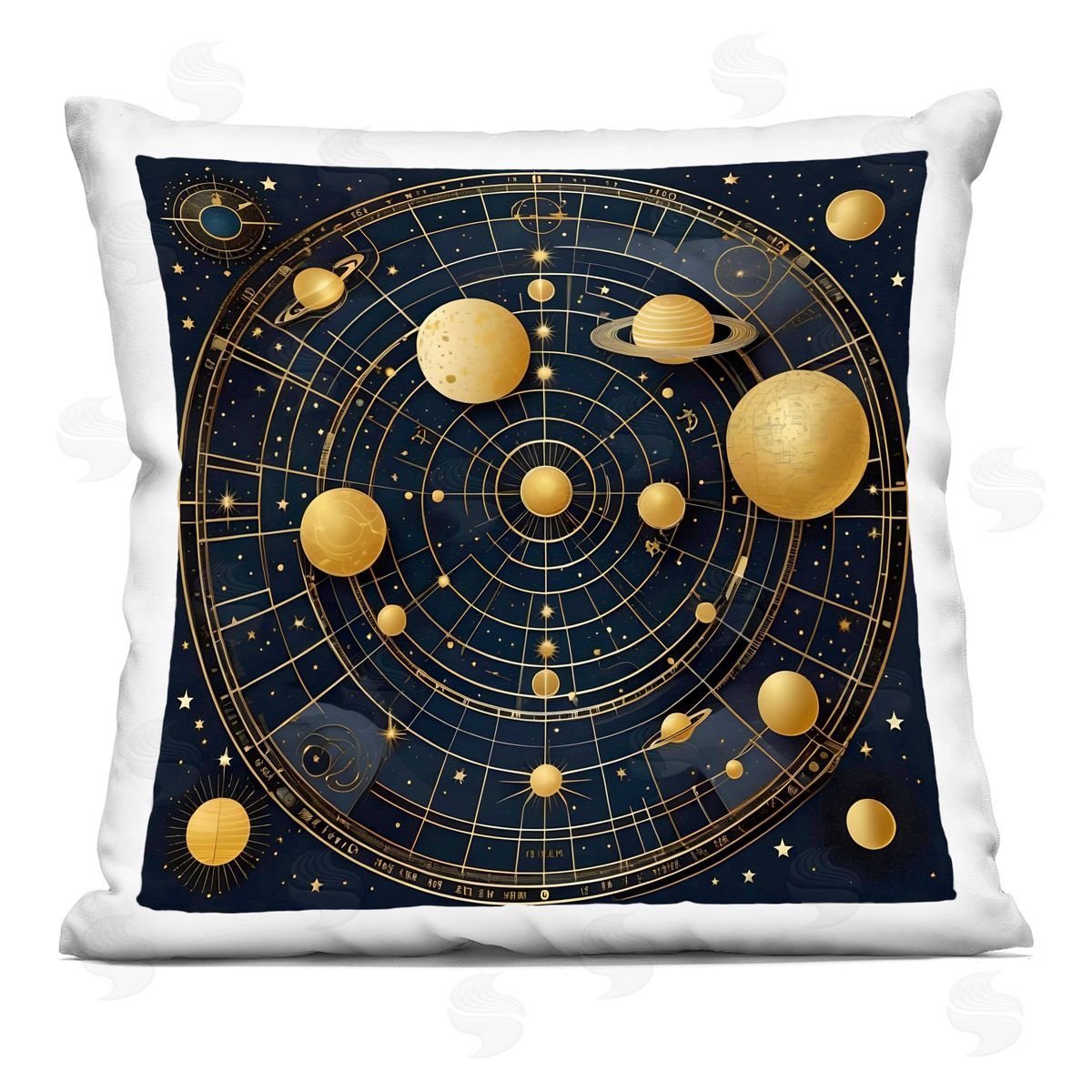 Tabz Jones Astral Planets in Solar System Printed Plush Polyester Throw Pillow