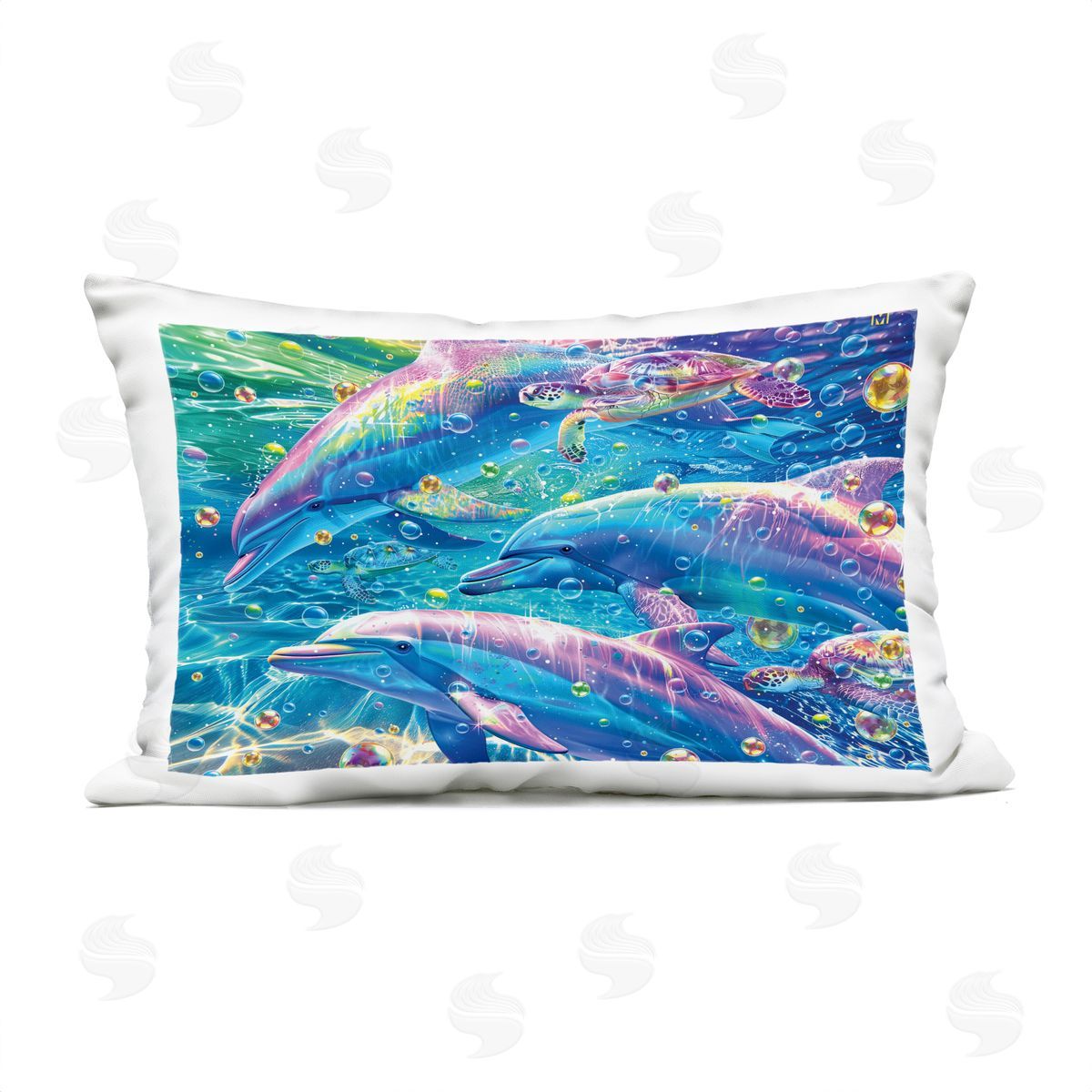 Michael Ward Chromatic Dolphins Trio Outdoor Quick-Dry Polyester Printed Throw Pillow