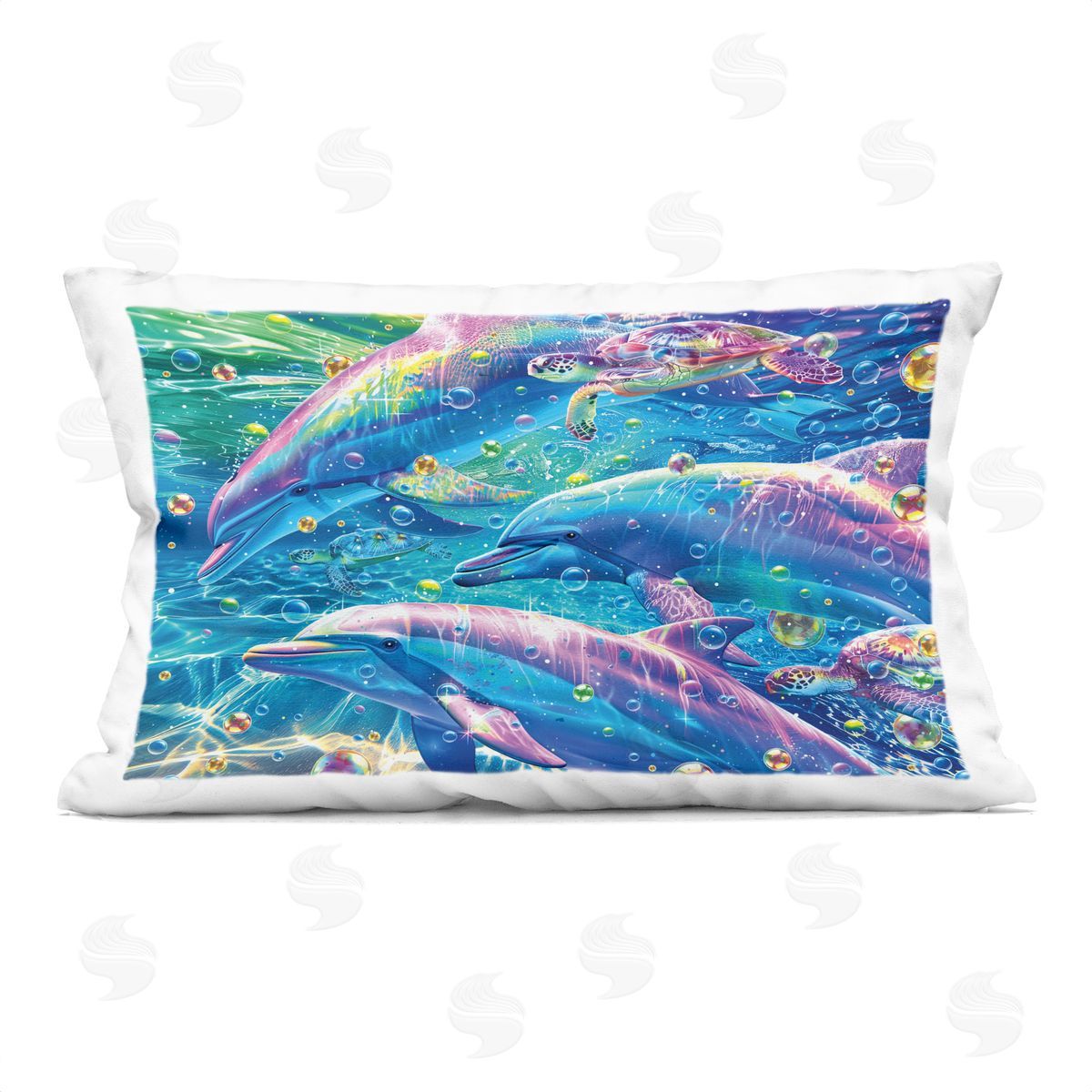 Michael Ward Chromatic Dolphins Trio Printed Plush Polyester Throw Pillow