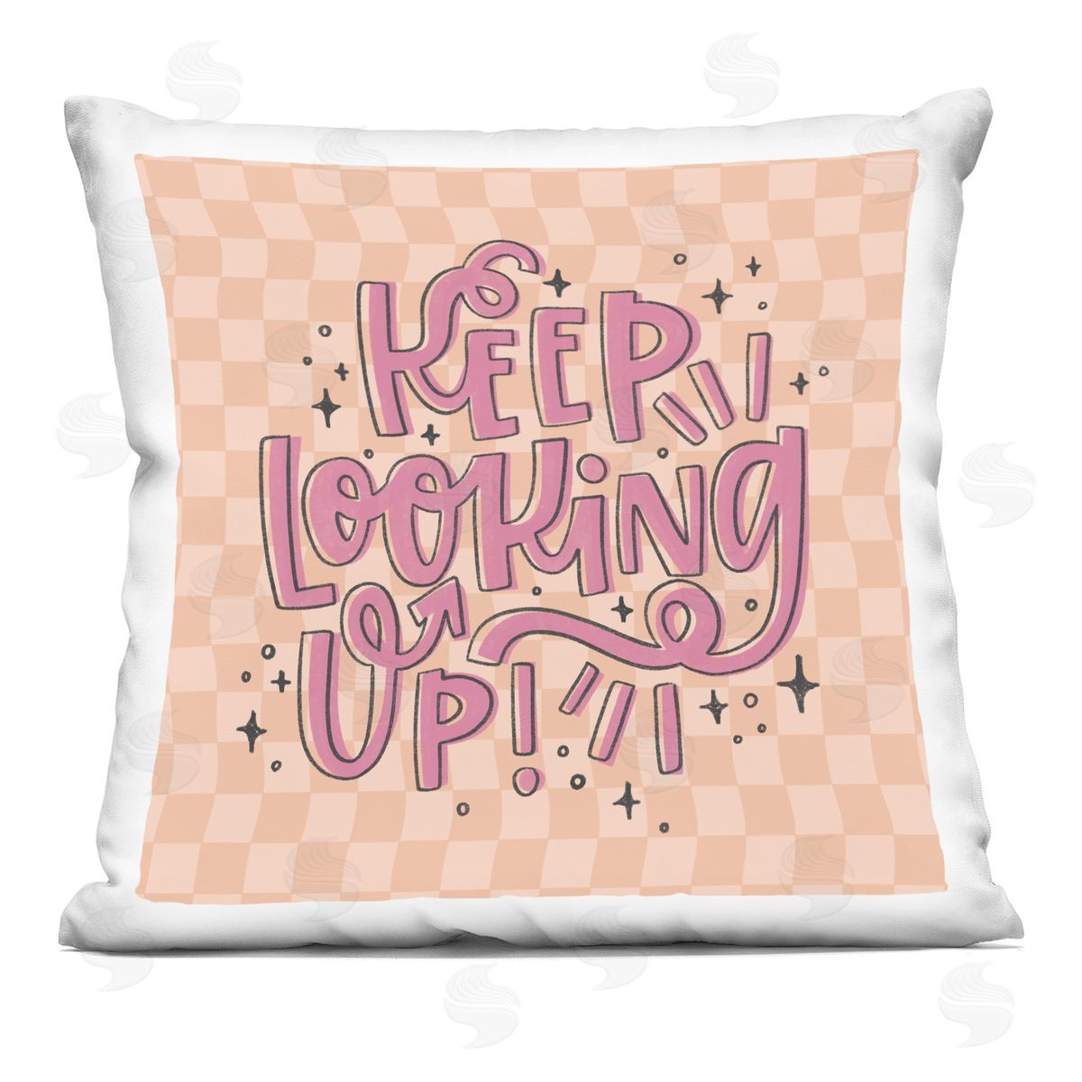 Sarah Hickman Keep Looking Up on Checkered Printed Plush Polyester Throw Pillow