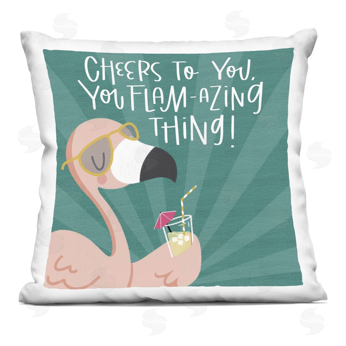 Sarah Hickman Cheers To You Flamazing Printed Plush Polyester Throw Pillow