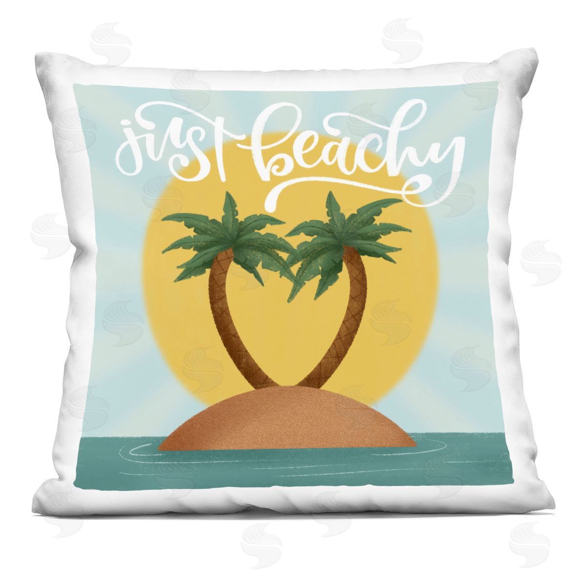 Sarah Hickman Just Beachy Tropical Island Printed Plush Polyester Throw Pillow