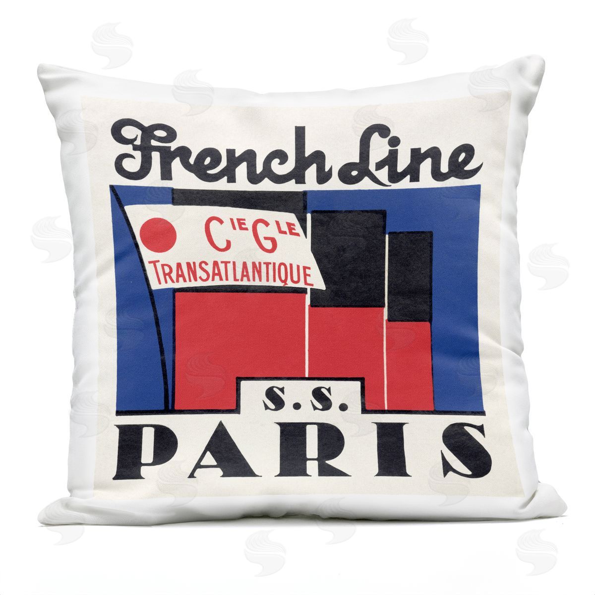 Phillipa Katz SS Paris Vintage Banner Outdoor Quick-Dry Polyester Printed Throw Pillow