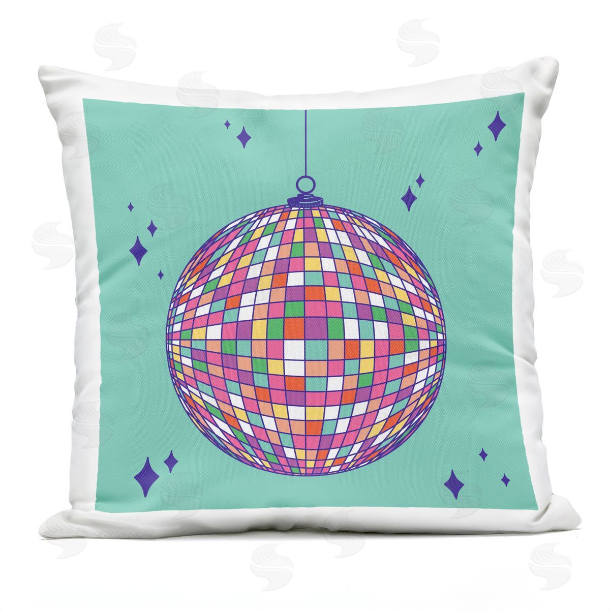Sazerelli Designs Geometric Modern Disco Ball Outdoor Quick-Dry Polyester Printed Throw Pillow