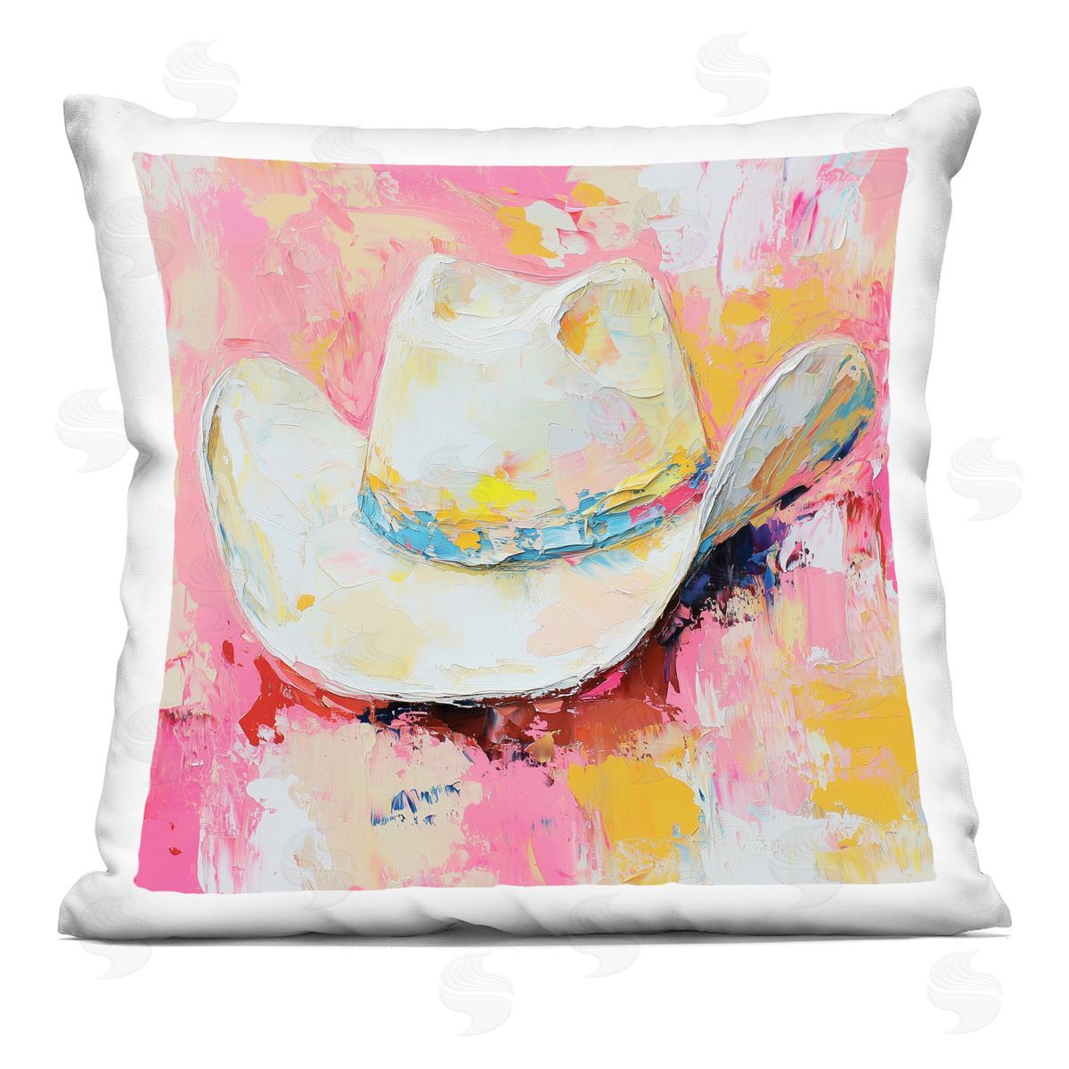 Heidi Kuntz Painterly Brushed Cowgirl Hat Printed Plush Polyester Throw Pillow