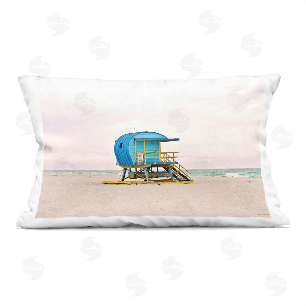 Seven Trees Design Summer Lifeguard Cabin Printed Plush Polyester Throw Pillow