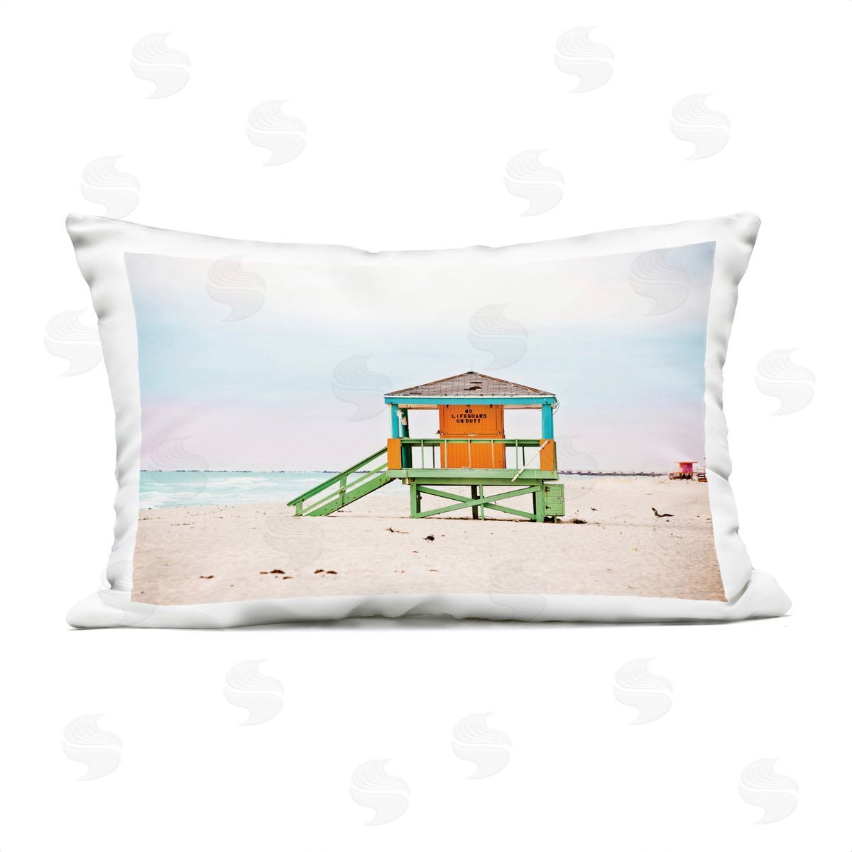 Seven Trees Design No Lifeguard On Duty Outdoor Quick-Dry Polyester Printed Throw Pillow