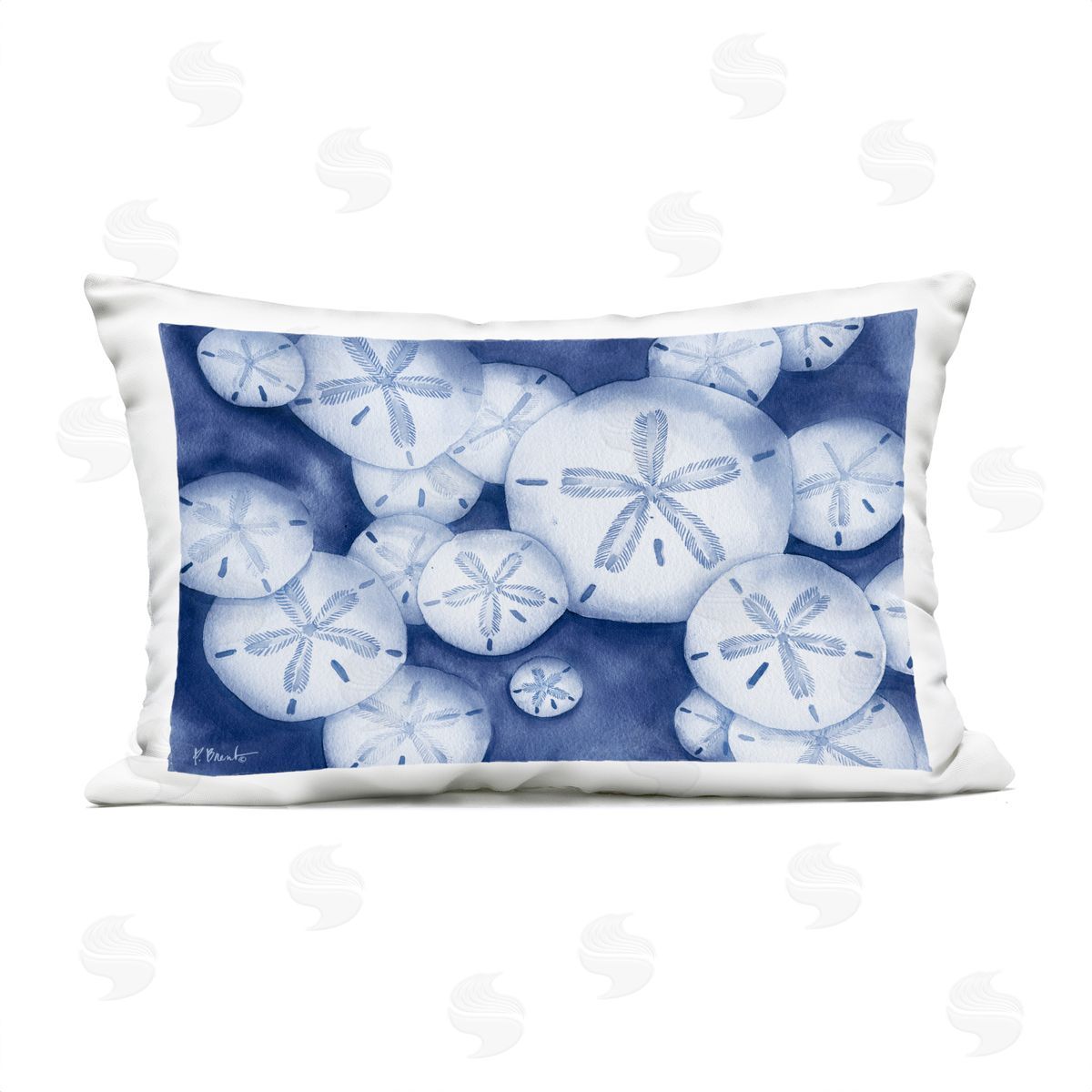 Paul Brent Watercolor Style Sand Dollars Outdoor Quick-Dry Polyester Printed Throw Pillow