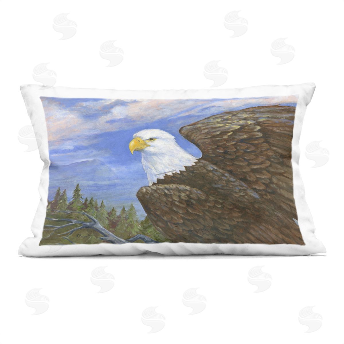 Paul Brent Eagle Overlook from Tree Top Printed Plush Polyester Throw Pillow
