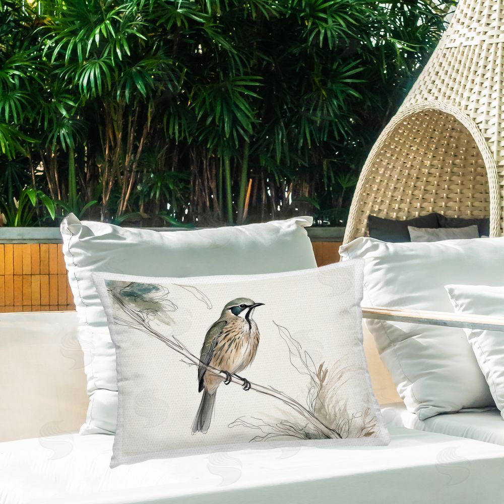 Creative Studio Illustrated Wildlife Bird Outdoor Quick-Dry Polyester Printed Throw Pillow in Back Yard