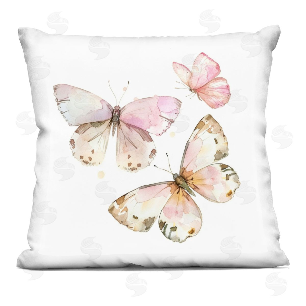 Creative Studio Soft Watercolor Butterfly Trio Printed Plush Polyester Throw Pillow