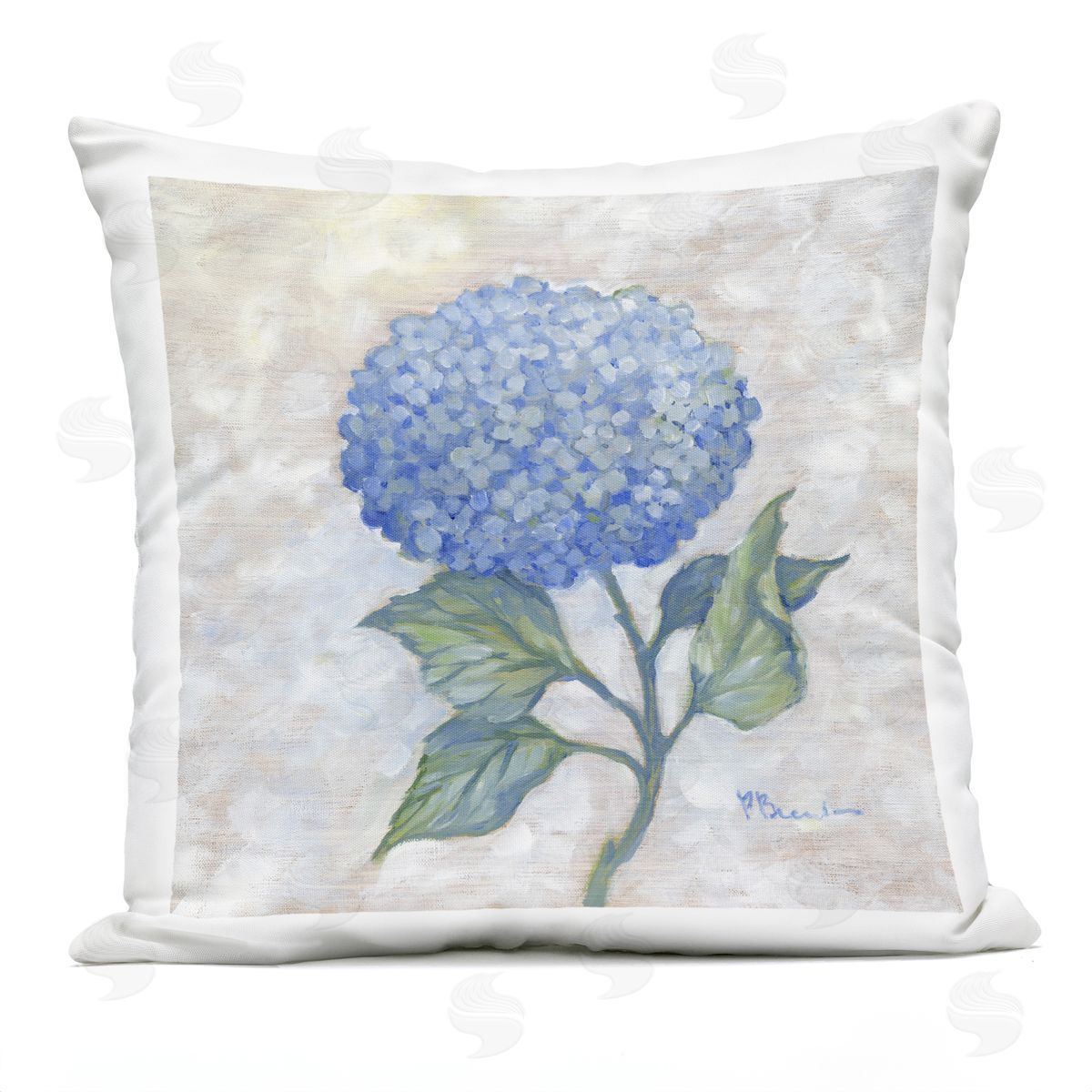 Paul Brent Traditional Blue Hydrangea Bloom Outdoor Quick-Dry Polyester Printed Throw Pillow