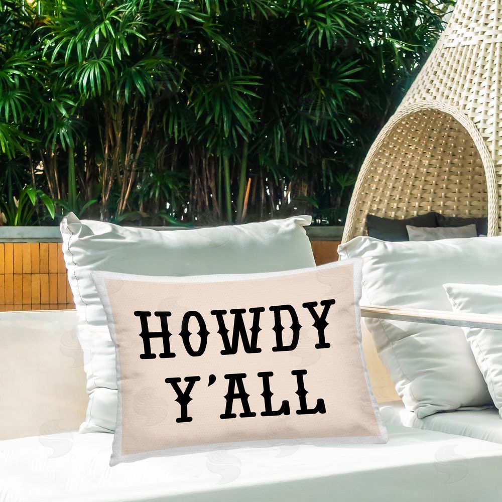 Daniela Santiago Southwestern Howdy Y'all Outdoor Quick-Dry Polyester Printed Throw Pillow in Back Yard