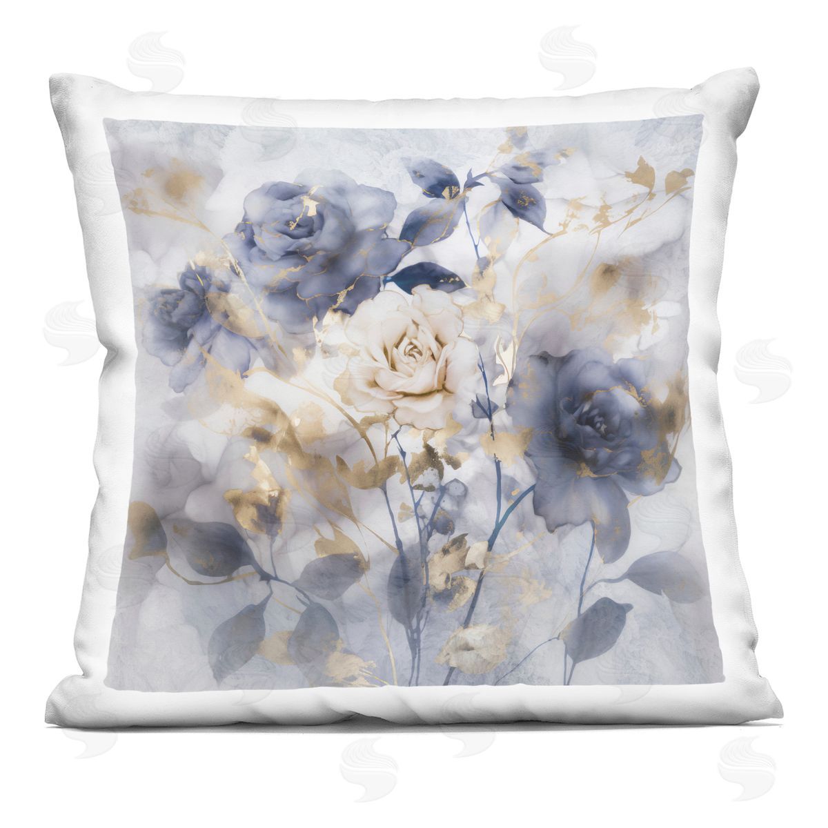 Irene Weisz Muted Roses with Glam Detail Printed Plush Polyester Throw Pillow