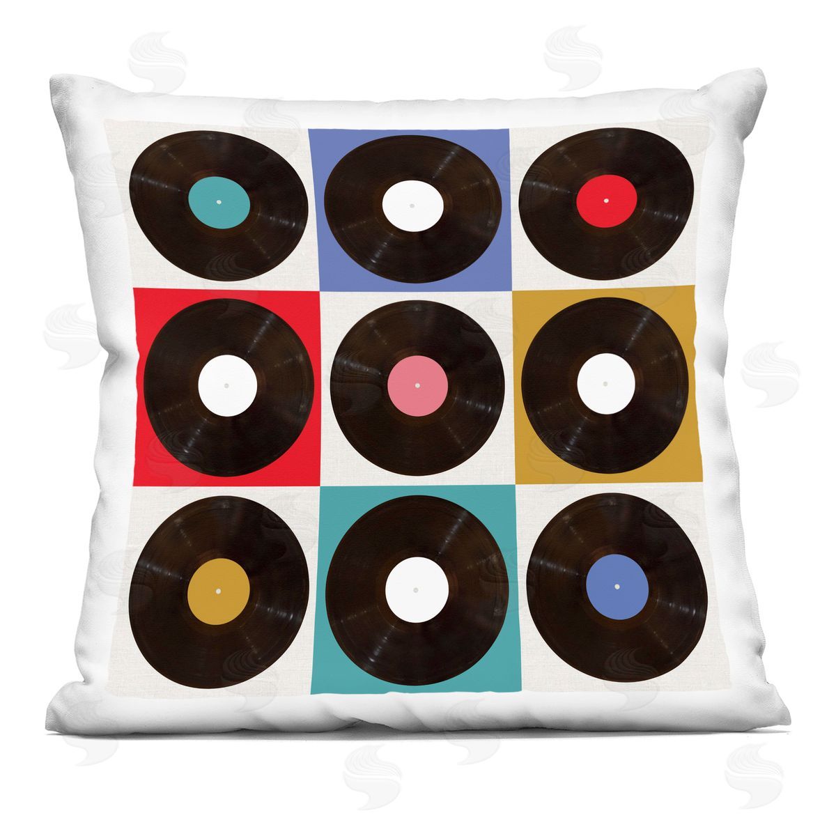 Katrina Craven Geometric Music Records Printed Plush Polyester Throw Pillow