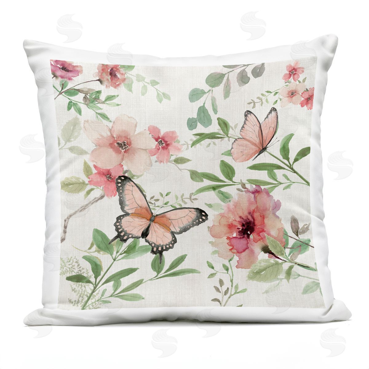 Nan Country Cottage Florals in Pink Outdoor Quick-Dry Polyester Printed Throw Pillow