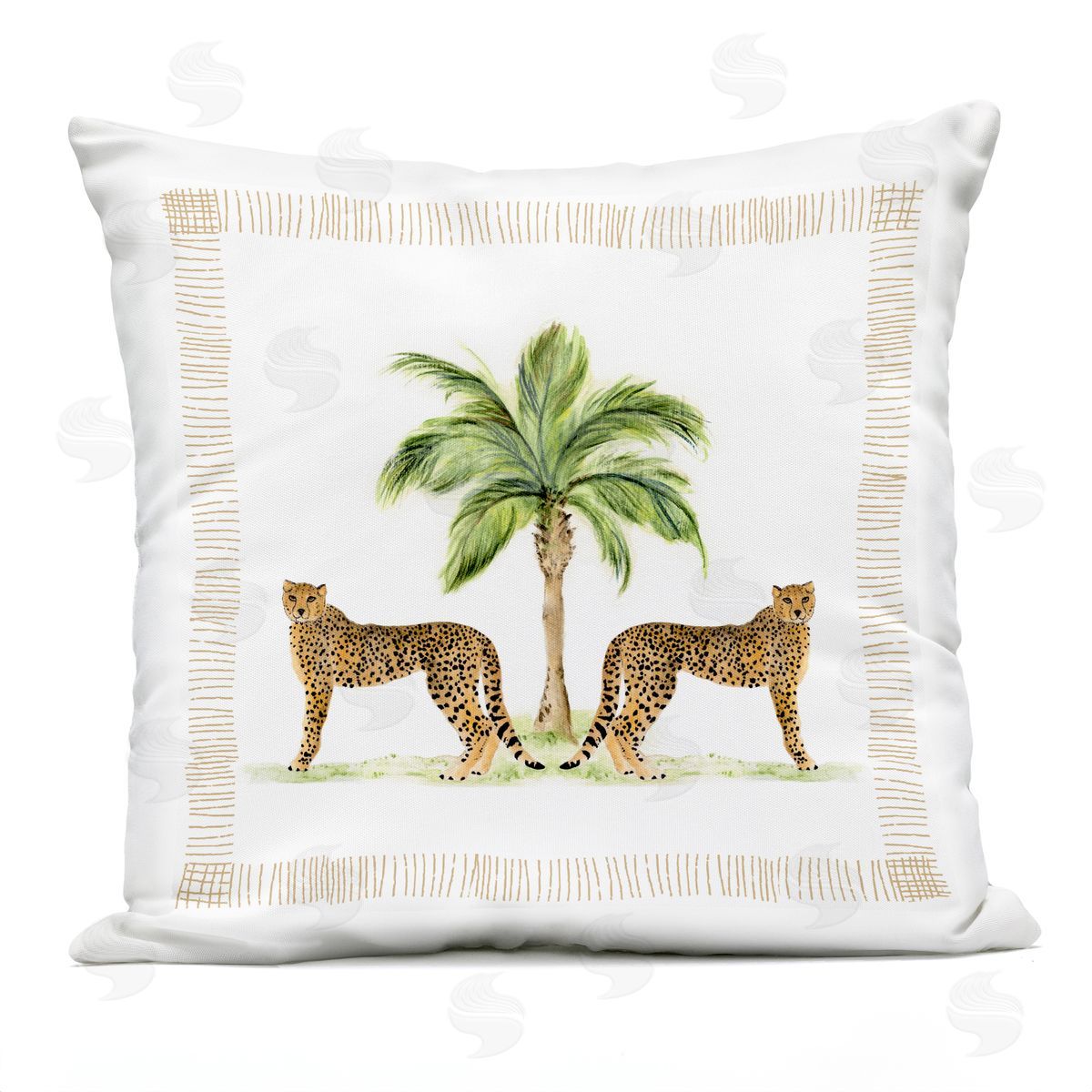 Janet Tava Cheetah Duo & Palm Tree Outdoor Quick-Dry Polyester Printed Throw Pillow