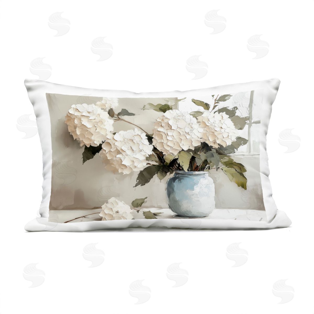 Annabelle Hall Daubed Hydrangea Petals Bouquet Plush Polyester Art Print Pillow