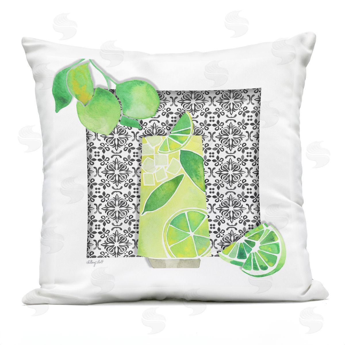 Hillary Holt Mediterranean Mojito Drink Outdoor Quick-Dry Polyester Printed Throw Pillow