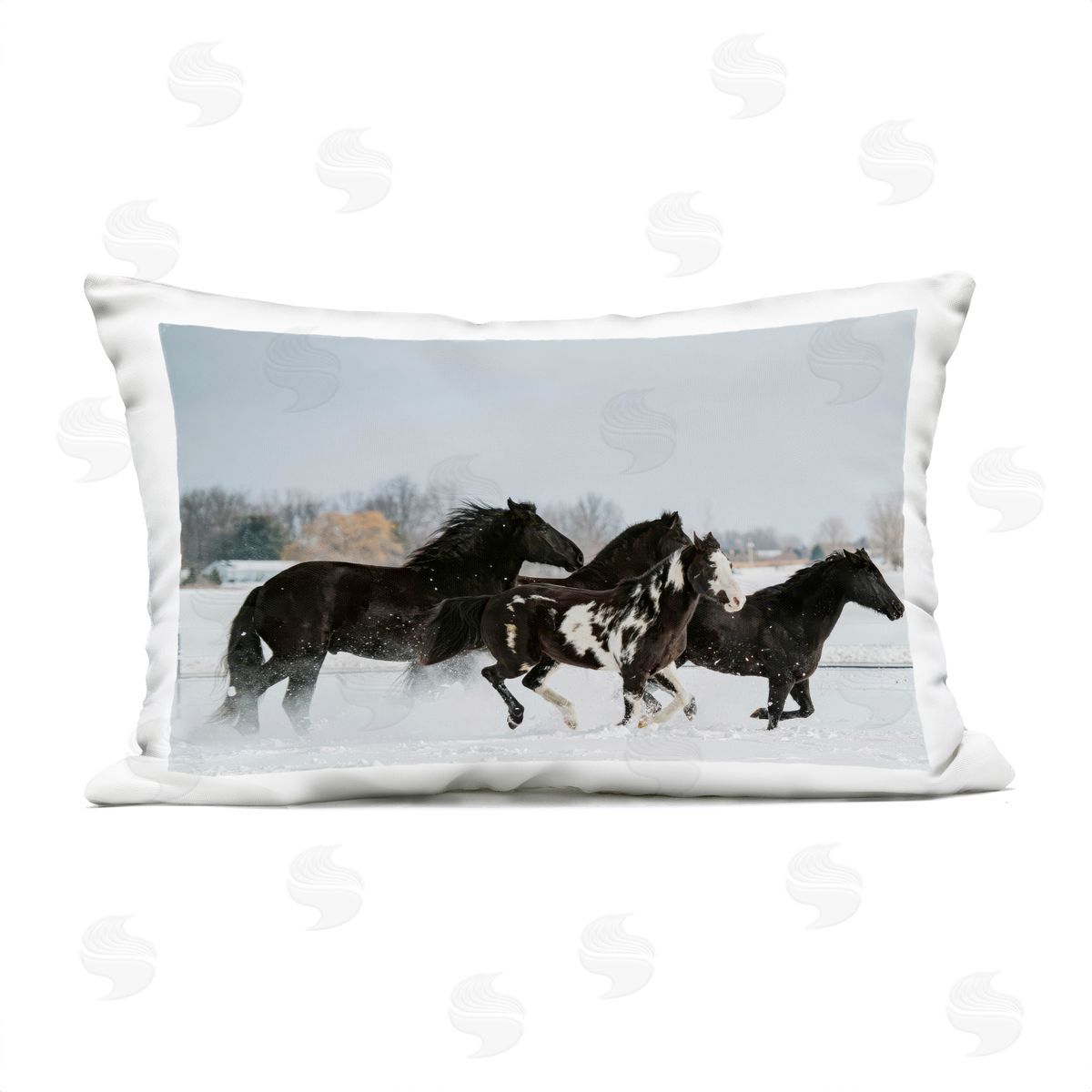 Amy Carroll Winter Herd of Horses Plush Polyester Art Print Pillow