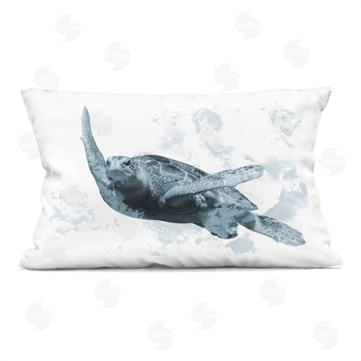 Marcus Prime Weathered Turtle Blue Portrait Plush Polyester Art Print Pillow