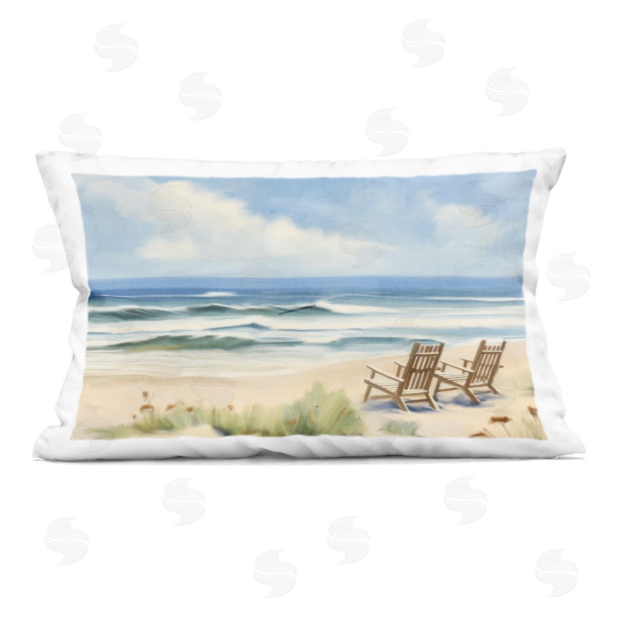 Kim Allen Beach Coast Chair View Plush Polyester Art Print Pillow