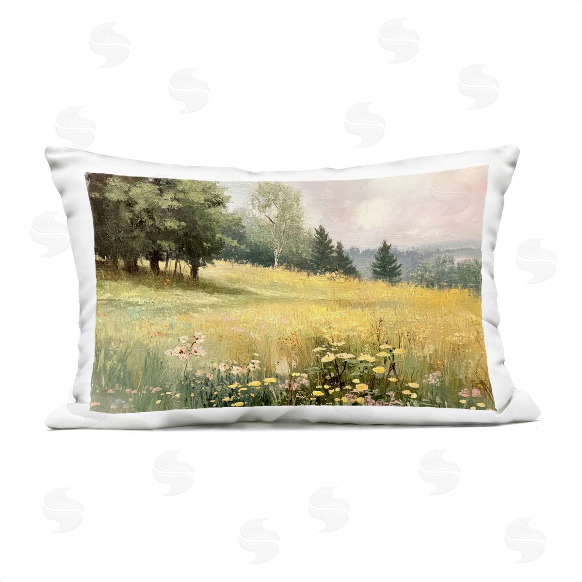 LSR Creative Studio Lush Summer Meadow Plush Polyester Art Print Pillow
