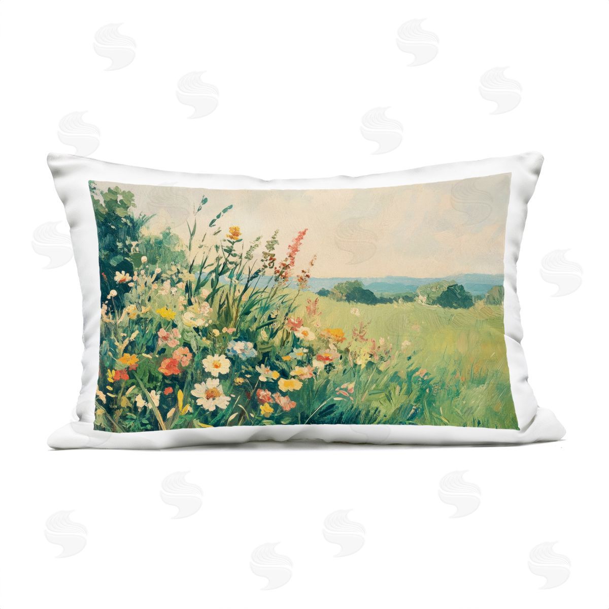 Petal Prints Design Vintage Wildflowers in Field Plush Polyester Art Print Pillow