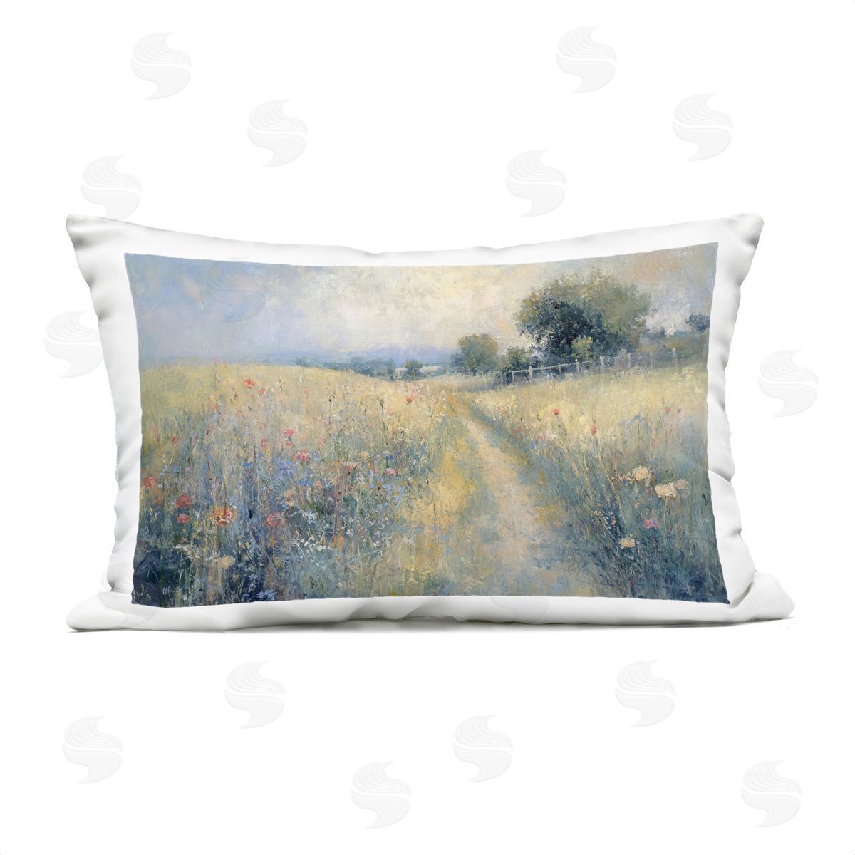 LSR Creative Studio Path Through Wildflower Field Plush Polyester Art Print Pillow