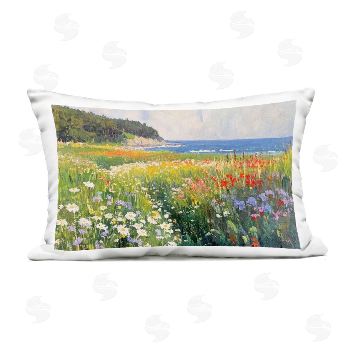 Petal Prints Design Vivid Wildflower Beach Plush Polyester Art Print Pillow
