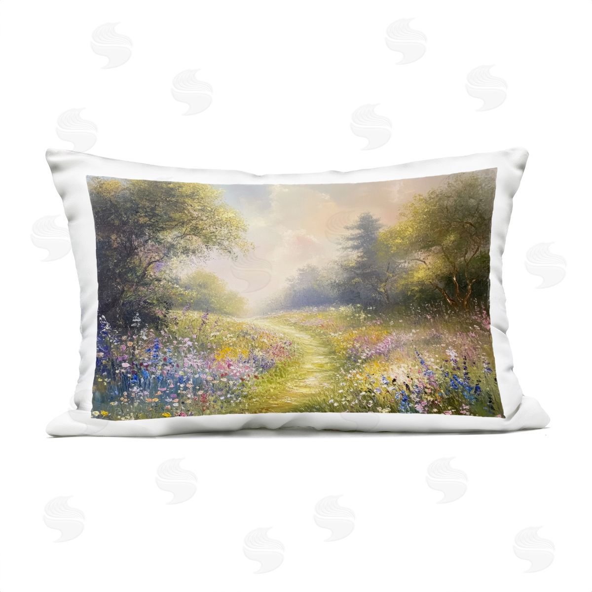 Petal Prints Design Pink & Blue Flower Daydream Plush Polyester Art Print Pillow