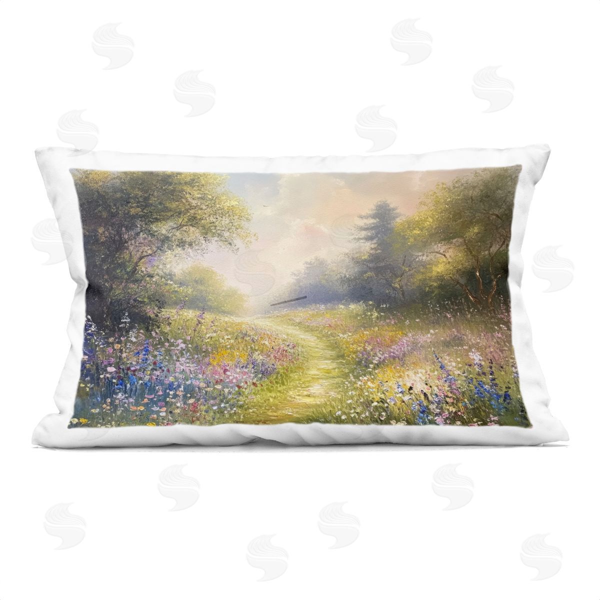 Petal Prints Design Pink & Blue Flower Daydream Plush Polyester Art Print Pillow
