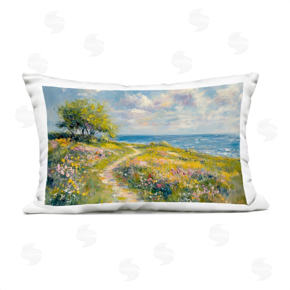 Petal Prints Design Colorful Coastal Path Plush Polyester Art Print Pillow