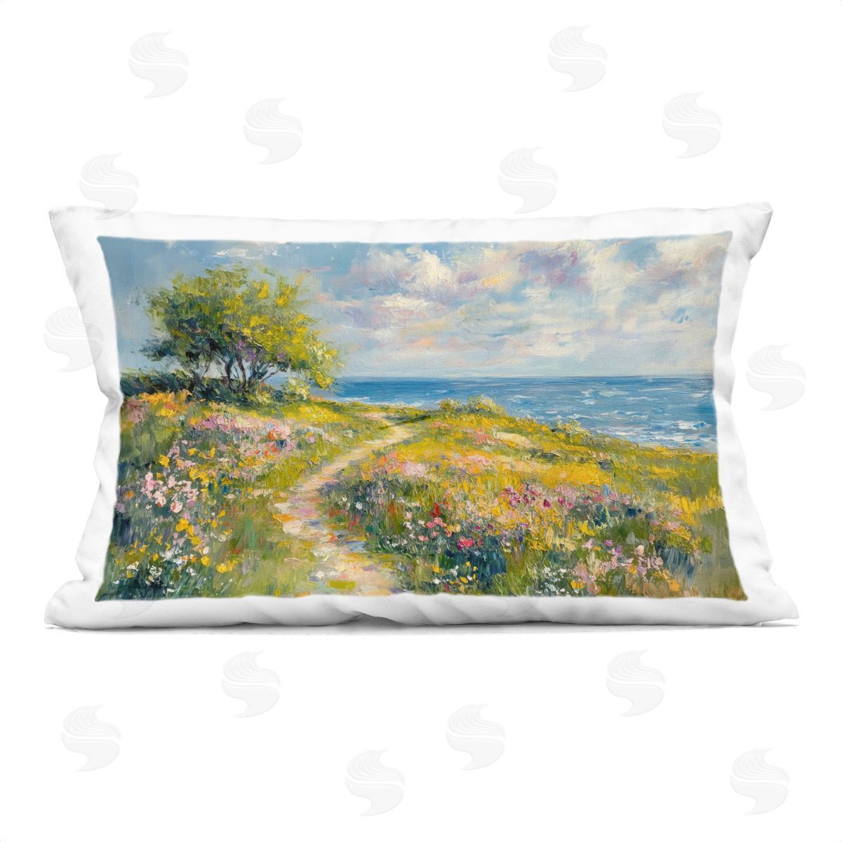 Petal Prints Design Colorful Coastal Path Plush Polyester Art Print Pillow