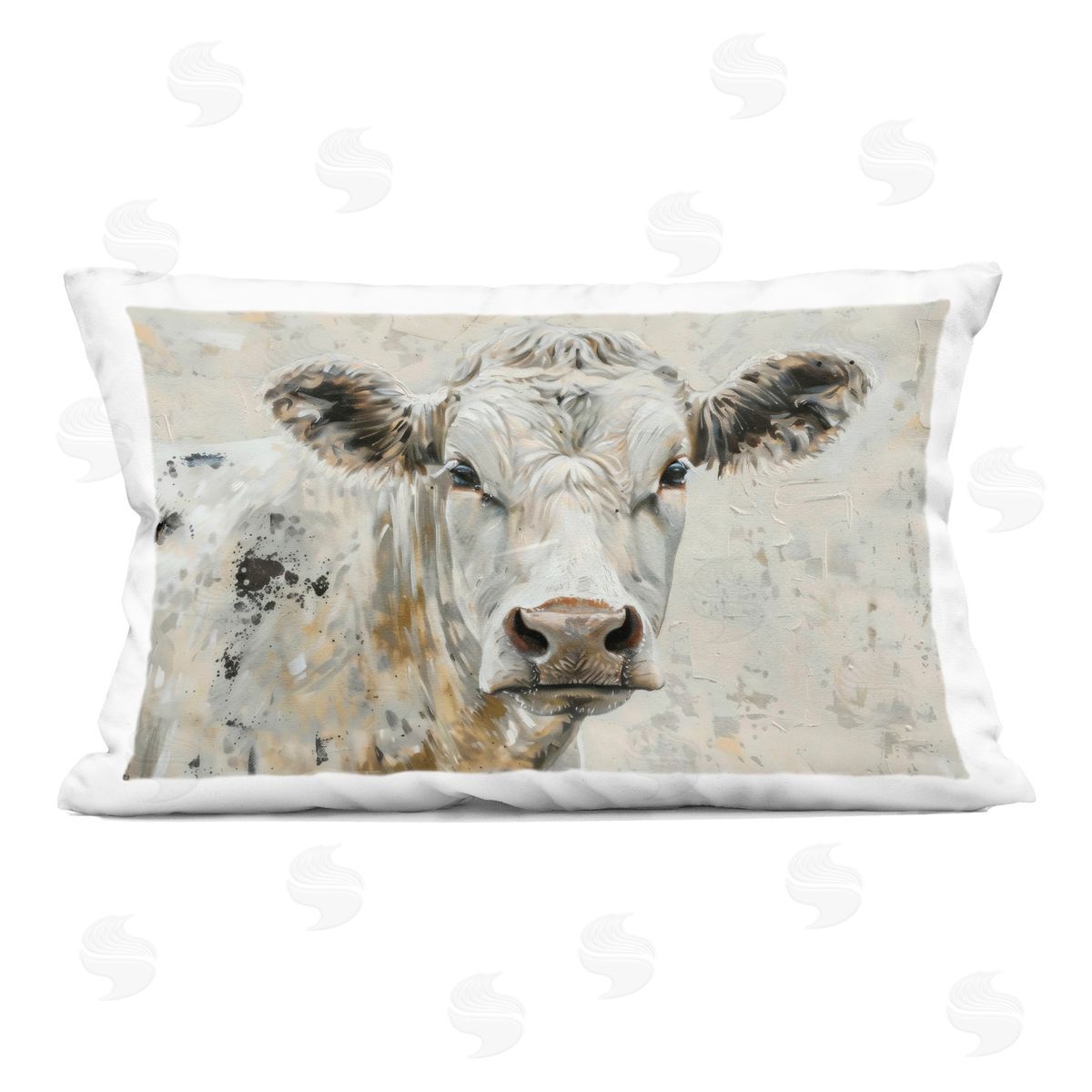 LSR Creative Studio Neutral Cow Portrait Plush Polyester Art Print Pillow