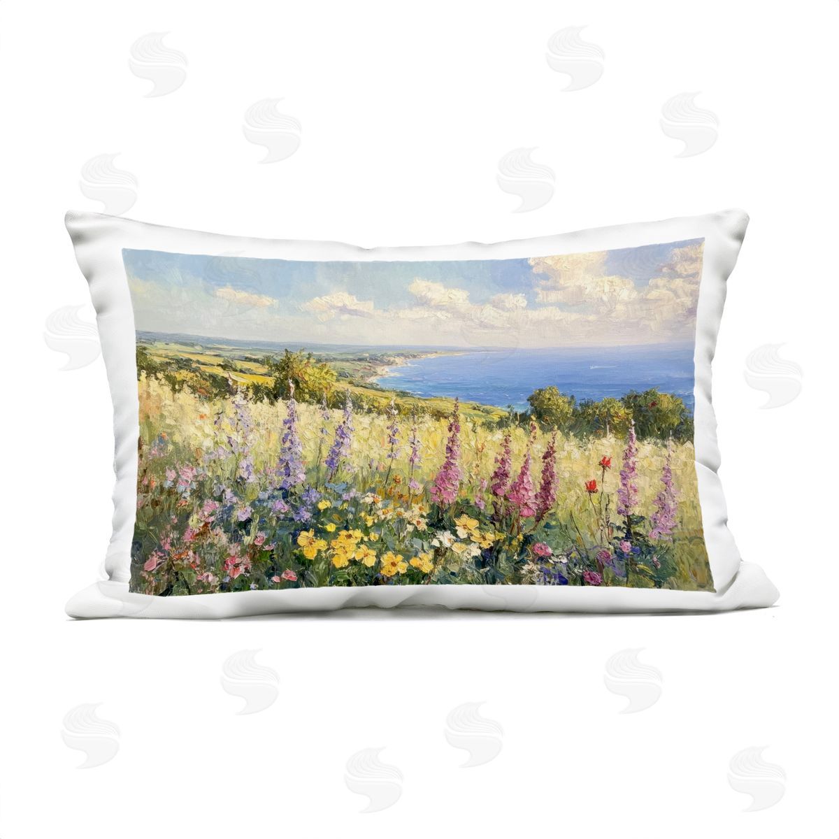 Petal Prints Design Pastel Hyacinth Seaside Garden Plush Polyester Art Print Pillow