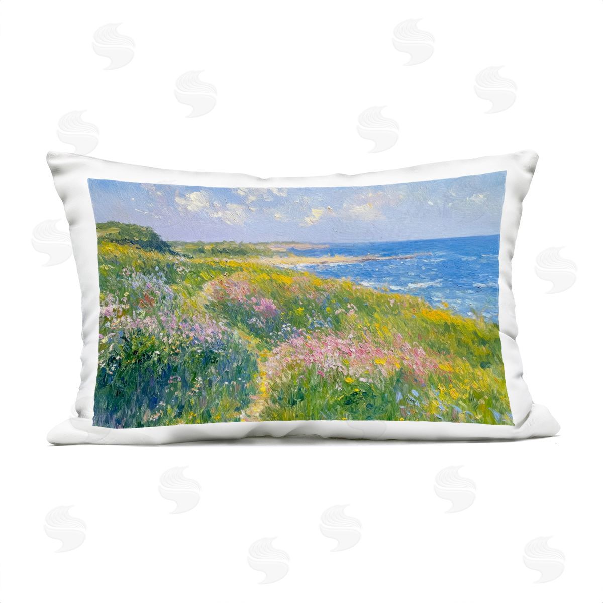 Petal Prints Design Impressionist Smudged Coast Plush Polyester Art Print Pillow